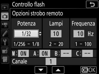 Strobo remoto (solo SB-5000) Quando questa opzione è selezionata, le unità flash si attivano ripetutamente mentre l'otturatore è aperto, producendo un effetto di esposizione multipla.