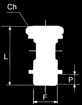 ASTA (XD7) Codice Rif. F Ch L P 2407002X XD7 1/8 14 29 6 2407003X XD7 1/4 17 32.5 6.5 2407004X XD7 3/8 21 36 7 2407005X XD7 1/2 26 41.5 8.5 L MASCHIO CILINDRICO GIREVOLE (XR31) Codice Rif.