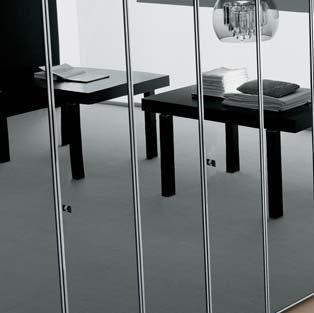 2, COLOURLESS MIRRORED DOOR WITH ANODISED ALUMINIUM PROFILE. BLACK HIDE 52 KEY.