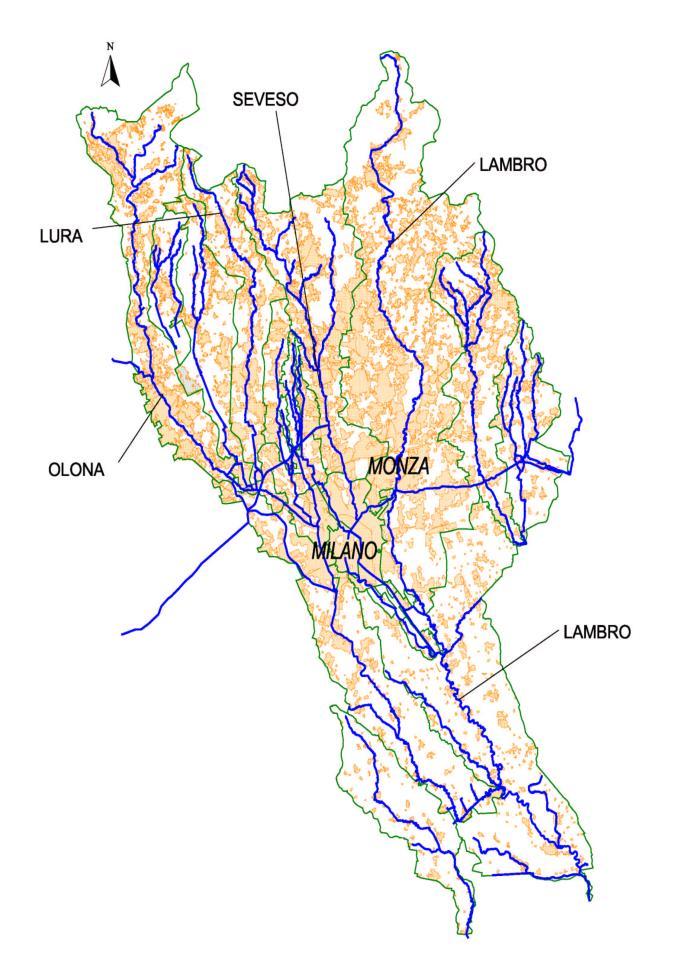 totale bacini fino al Po 2'490 km 2 Sup. urbana bacini fino al Po 722 km 2 (29%) Sup. totale bacini fino a Milano 1'770 km 2 Sup.