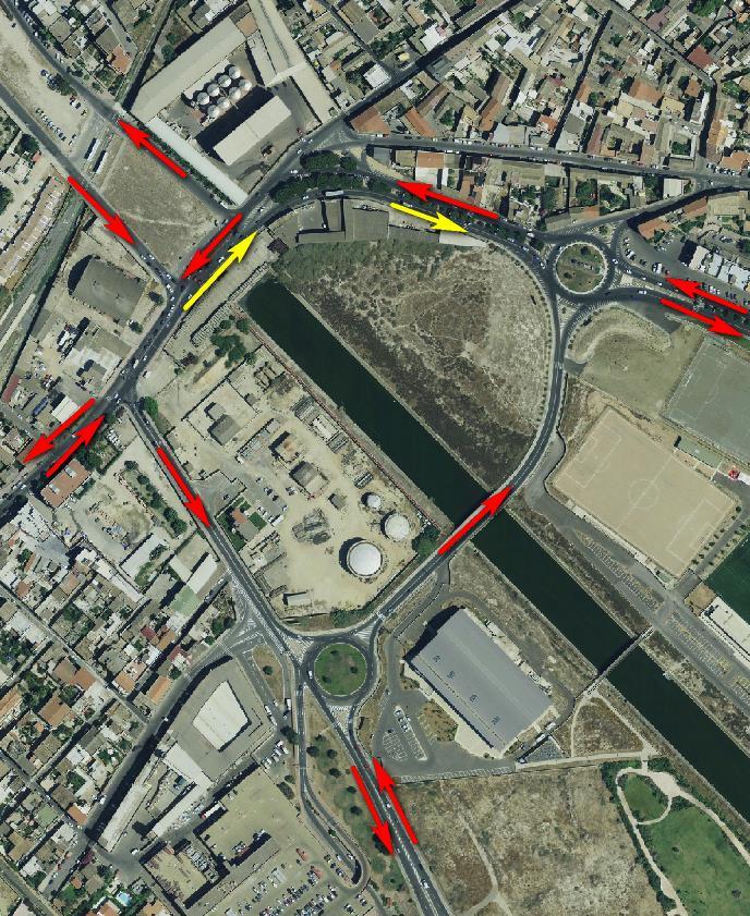 Cagliari (Tratto da via Italia a rotatoria centro commerciale Marconi) Via Cabras (Da rotatoria con ponte