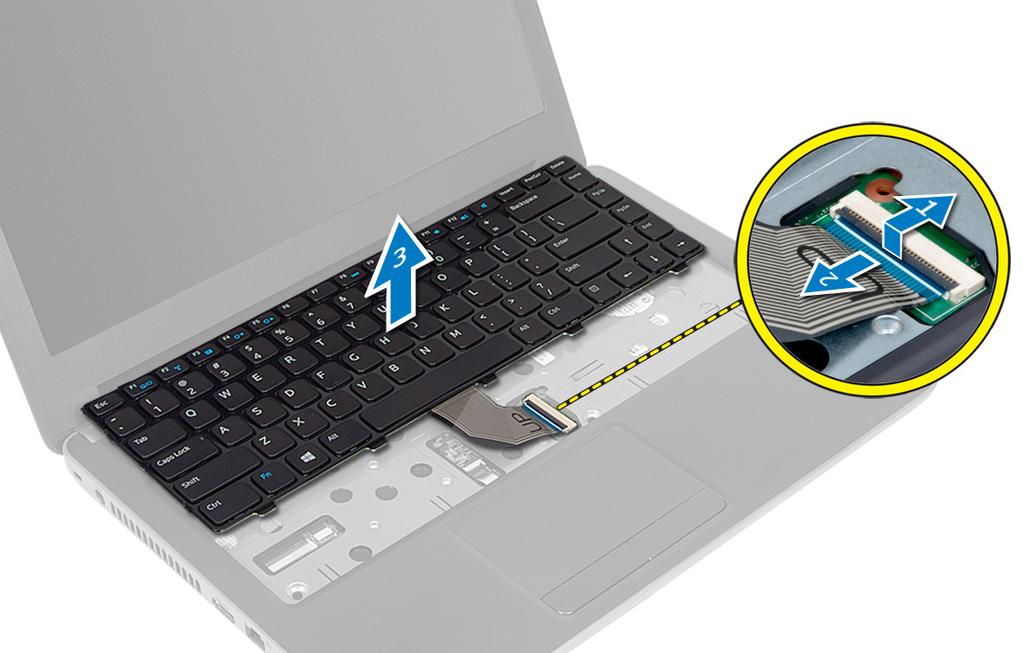 Installazione della tastiera 1. Collegare il cavo della tastiera al relativo connettore sulla scheda di sistema. 2.