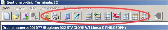 I pulsanti dell ordine Nel Menu Principale si trova la Barra dei pulsanti che, come spiegato nell Introduzione, raggruppa sia i pulsanti delle principali procedure che i pulsanti dell ordine.
