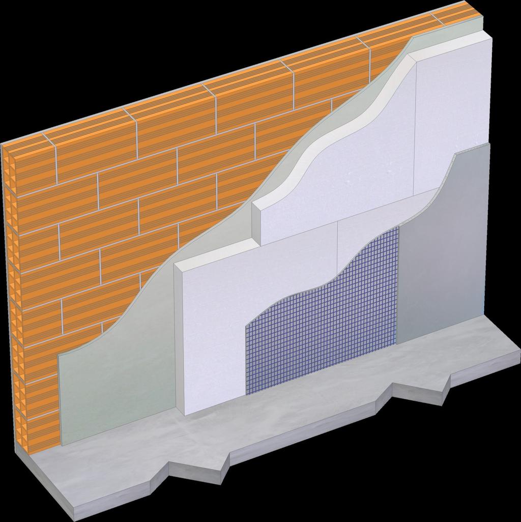 Procedura di applicazione su parete in mattoni grezzi Le lastre in silicato di calcio isolstyle si applicano in aderenza su tutti i tipi di muratura, senza la necessità di strutture di supporto,