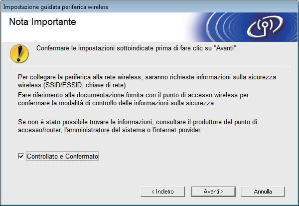 Se si utilizz Winows XP o un vo i rete per ollegre il omputer l punto i esso/router senz fili, è neessrio onosere il nome SSID e l hive i rete el punto i esso/router senz fili nnotti l punto 11- i