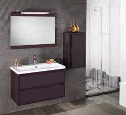 80 w 8 e 88 r 000 Lampada a Led 0 cromo lucido Specchio a filo su telaio in alluminio Top lavabo in vetro color nero con lavabo integrato Base Rock 0 con cassetti con guida ammortizzata con struttura