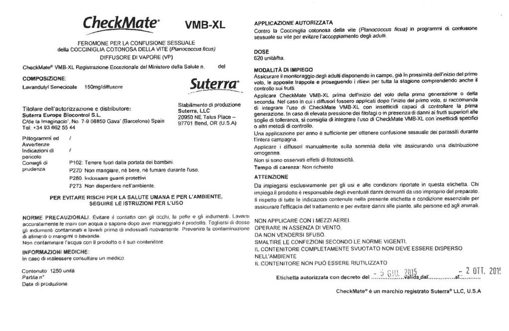 CheckMate VMB XL Etichetta registrazione