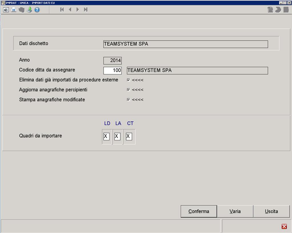 Gecom Unica Evolution Gecom Unica Evolution Import dati da file telematico La maschera di richiesta dati è la seguente (per ulteriori informazioni relative alla spiegazione del