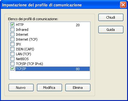 Avviare il Gateway. 2. Fare clic su Strumenti > Profili di comunicazione. 3.