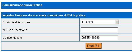 Nuova pratica: individua l'impresa - Permette ad un Ufficio SUAP di comunicare al Registro Imprese una pratica che l'ufficio ha ricevuto e protocollato.