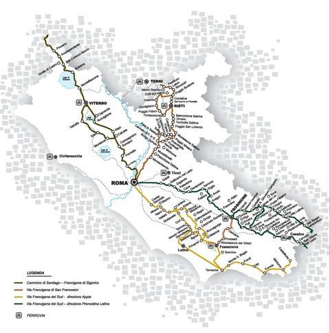 La Regione Lazio ha provveduto all individuazione Norme e programmazione dei tracciati delle della Vie Francigene Regione nel Lazio, in attuazione delle D.G.R. 820/2007 e 544/2008.