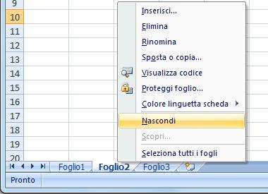 Nascondere parti del documento - Fogli Per nascondere i fogli Seleziona i fogli che