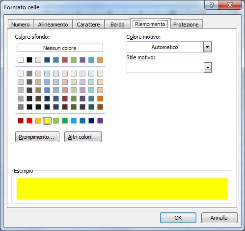 Colori e motivi di sfondo È possibile colorare delle celle selezionate, in due modi: 1 dalla Barra degli Strumenti Home Carattere