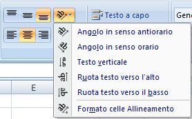 Modificare l orientamento del testo Il testo all interno di una cella è scritto da sinistra verso destra, ma questo