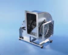 Ventilatore centrifugo a semplice aspirazione direttamente accoppiato GT1 Tre esecuzioni: standard, per estrazione di aria o fumi a 0 C per due ore e a norme ATEX Diametri da 200 a 710 mm Costruzione