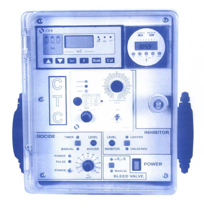 Pag. 9 Gruppo per torri di raffreddamento Strumento per controllo conducibilità 0 2000/20000 µs Pompa dosatrice inibitore Pompa dosatrice bioacida Timer digitale 2 canali per attivazione pompa