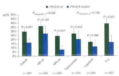 Mutazioni PI3KCA pcr Loibl et al, Ann Oncol 2016 Sopravvivenza in early breast cancer HER2+ /HR+ (pooled analysis Loibl et al,