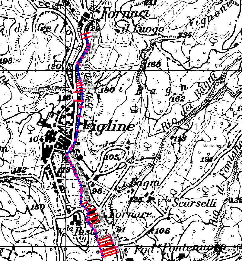 FIGURA 4 SCHEMATIZZAZIONE MODELLO IDRAULICO DELLO IOLO A FIGLINE IN MOTO PERMANENTE 5.