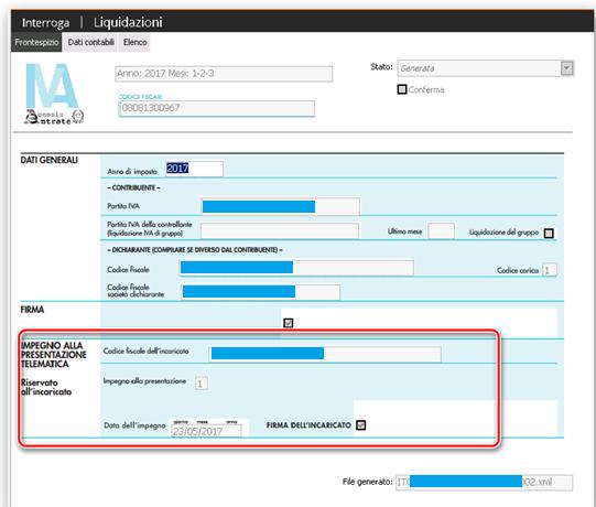 Si aprirà la gestione della liquidazione Iva, premere F3 di modifica e verificare nella pagina Frontespizio la correttezza dei Vs.