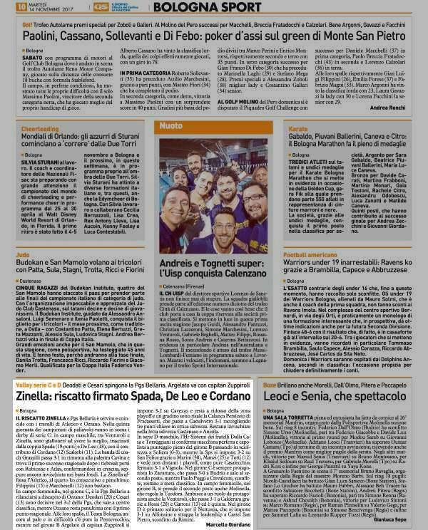 14 novembre 2017 Pagina 86 Il Resto del Carlino (ed. Bologna) Volley serie C e D Deodati e Cesari spingono la Pgs Bellaria.