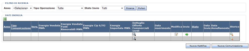 Comunicazione Mix: funzionalità di comunicazione dei dati di energia per i propri impianti. Visualizzazione Mix Calcolato: visualizza il mix energetico calcolato pubblicato dal GSE.