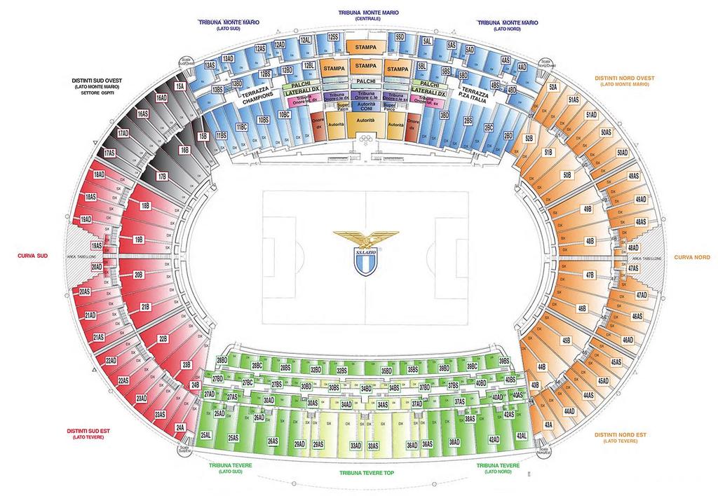 Mappa dello stadio Settore Ospiti Distinti Sud