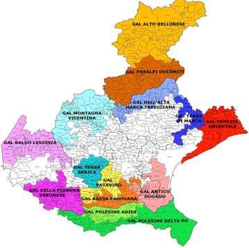 I GAL selezionati nel Veneto 2007-2013 DGR 545 del 10/03/2009 NEL VENETO 14 GRUPPI DI AZIONE LOCALE 2 GAL per Provincia N.