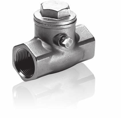 900 VALVOLE DI RITEGNO A CLAPET SWING CHECK VALVES Corpo valvola e parti metalliche: acciaio inox Aisi Tenuta: metallo - metallo Attacchi filettati: femmina EN 0- Pressione nominale di esercizio: bar