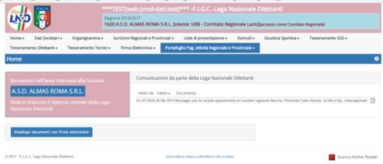 In caso di insussistenza di fondi, non è consentita la stampa della pratica di tesseramento, pertanto le società sono invitate a verificare con largo anticipo la loro disponibilità economica al fine