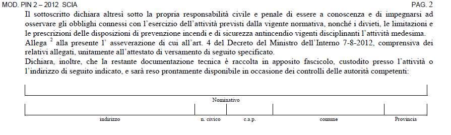 S.C.I.A. ( art. 4 DPR 151/11 e Allegato II del D.M.