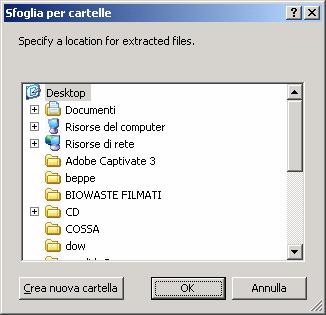 1) Specificare la cartella dove salvare i files