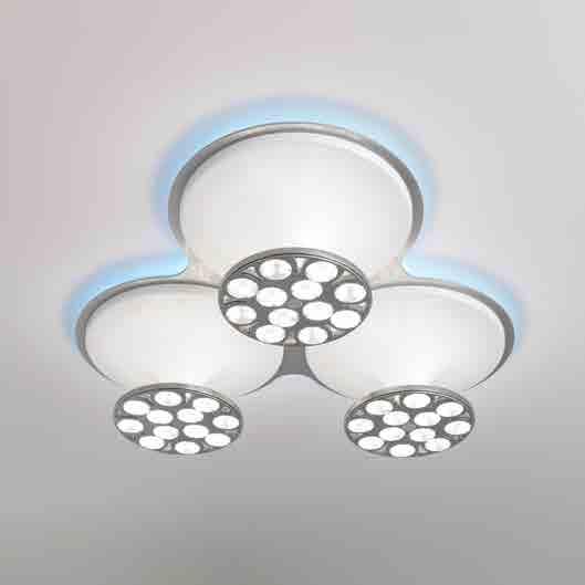 CORINNE Lampada a LED da soffitto a diffusione. Corpo in alluminio verniciato con possibilità anelli di diversi colori secondo palette RAL.