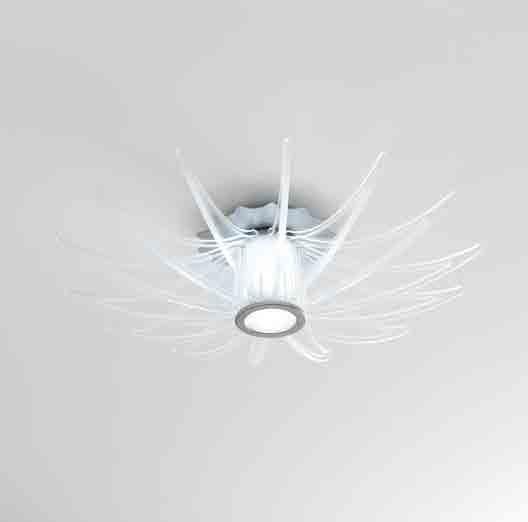 Possibilità dimmerazione intensità della luce. Diffusion ceiling lamp with LED. The methacrylate body can be customized with fiber optic effect.