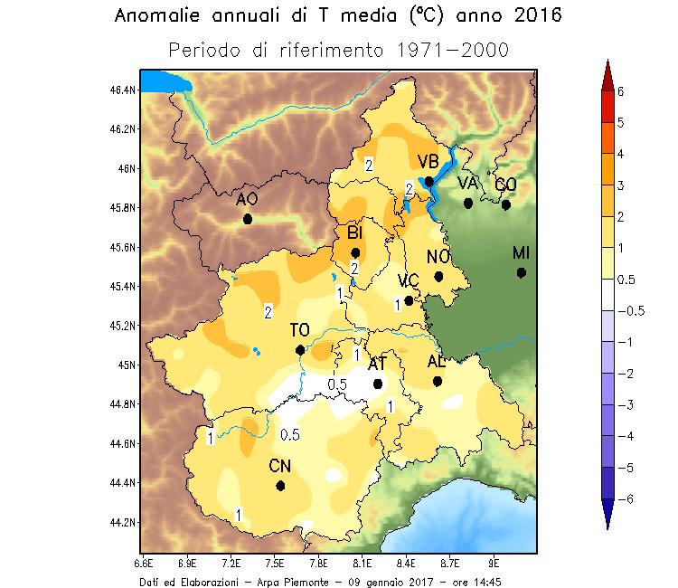 Analizzando l andamento nei vari mesi dell anno (Tabella 1), notiamo come essi siano risultati tutti superiori alla media climatica del periodo 1971-2000, anche maggio ed ottobre per pochi centesimi