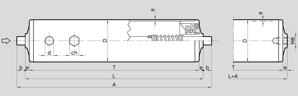 LIGHT DUTY IDLE ROLLERS C03 1 2 RULLI FOLLI CON TUBO IN ACCIAIO E TESTATE IN RESINA Sono adatti per impieghi analoghi a quelli dei rulli precedenti.