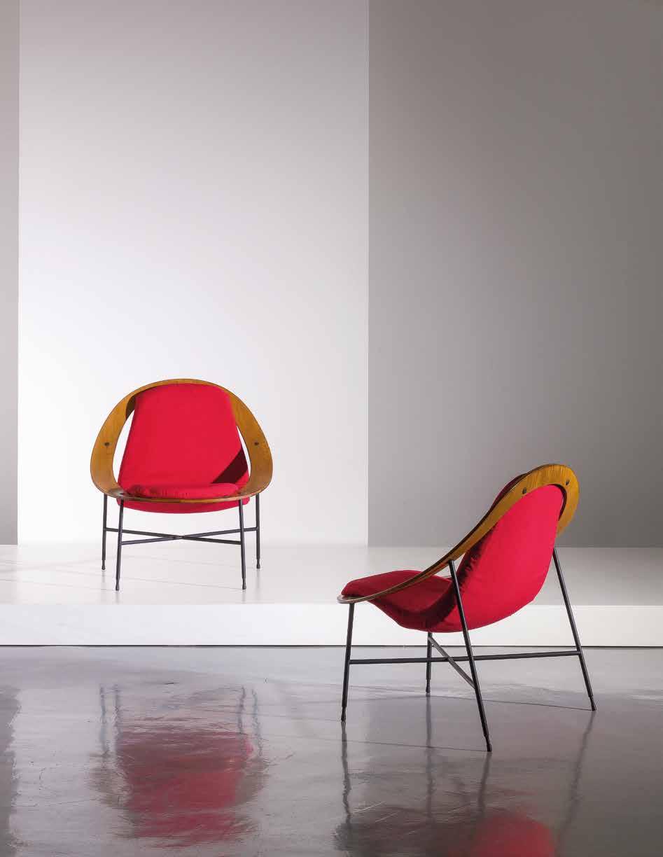 179 A PAIR OF ARMCHAIRS BY I. PARISI Stima 14.000-16.000 380. STILNOVO Lampada da terra anni 50.