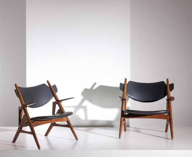 423. HANS J. WEGNER 2 Coppia di poltrone, De Padova anni 60.