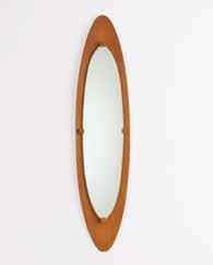 Legno di teak curvato, cristallo specchiato e molato cm 145x45 A MIRROR BY F.