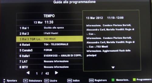 3 Esempio di EPG semplice Qui sotto un esempio di guida elettronica a lista semplice: viene indicato solo il