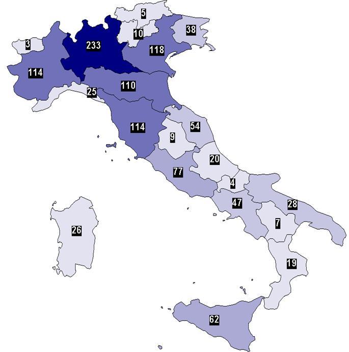 Confronto Donatori Utilizzati - 2012 vs 2013* Anno 2012: 1123 Anno