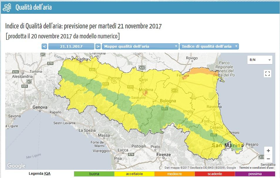 Supporto all'utilizzazione agronomica degli Effluenti Zootecnici Mappa previsionale della qualità dell'aria per la giornata di domani; previsioni