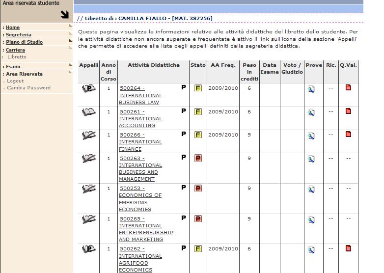 Valutazione della didattica Contestualmente all iscrizione all esame, lo studente DEVE compilare il relativo questionario di valutazione della didattica, accedendo al suo Libretto dal menu Carriera.