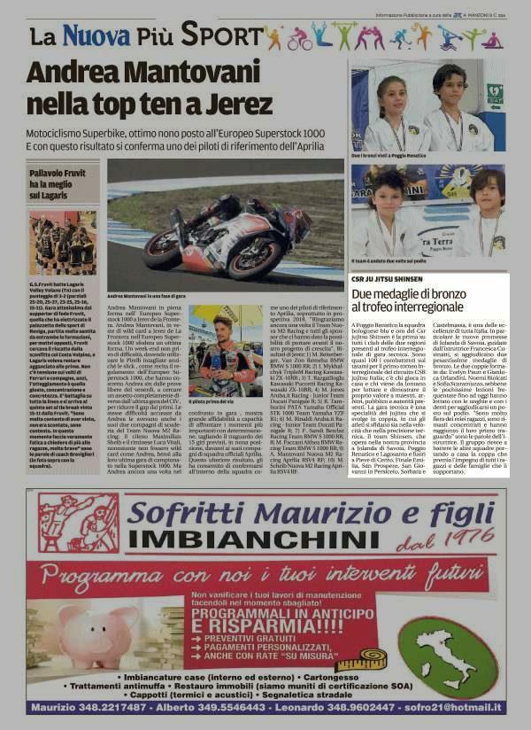 Pagina 36 La Nuova Ferrara Sport CSR JU JITSU SHINSEN Due medaglie di bronzo al trofeo interregionale A Poggio Renatico la squadra bolognese blu e oro del Csr jujitsu Shinsen è la prima su tutti i