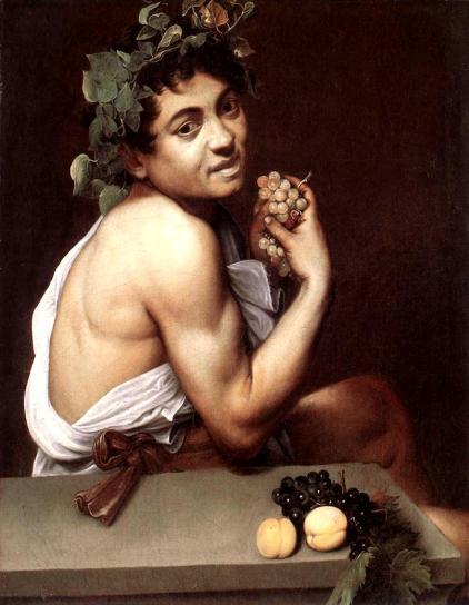 Il bacchino malato - 1593-1594, olio su tela, cm 67x53 APPUNTI: Autoritratto? prefigurazione di Cristo: uva Passione.