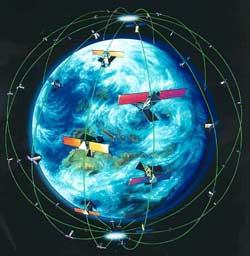 Rete Iridium 66 satelliti operativi e 11 di riserva su una costellazione di sei piani polari Ogni piano ha 11 satelliti che operano come nodi di una rete telefonica Ogni regione