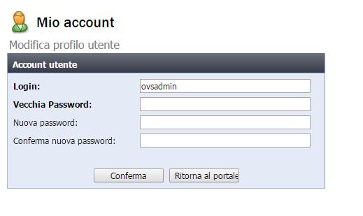 Per modificare la Password cliccare su Mio Account Inserire la vecchia