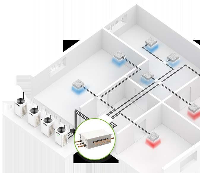 I moduli sono facilmente installabili e collegabili tra di loro dal punto di vista frigorifero, grazie alle connessioni con giunti Refnet dedicati.