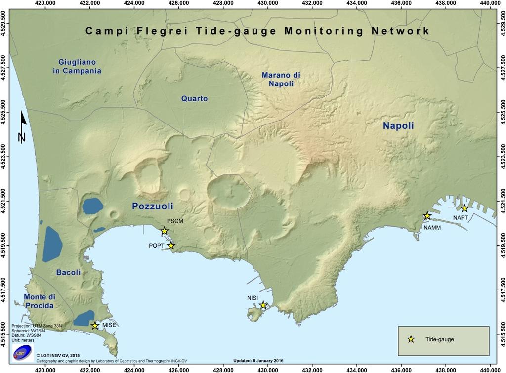 Figura 2.4 - Mappa degli spostamenti GPS orizzontali registrati nell area flegrea dal 01 gennaio 2014 al 04 settembre 2017.