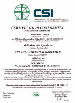 dettagli tecnici Eclisse srl ha condotto in collaborazione con l istituto SI alcuni test volontari finalizzati a determinare la portata delle superfici verticali del controtelaio Ewoluto scorrevole.