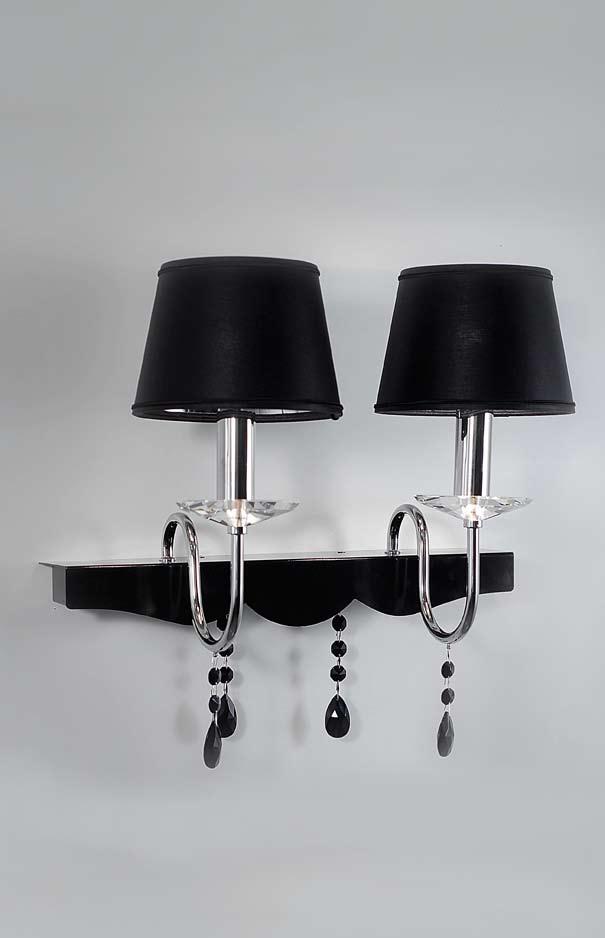 4789/2A 4789/2A L 41cm H 40cm Sp 26cm montatura in ottone cromo e nero 2x60W E14 + 1 led1w lucido,